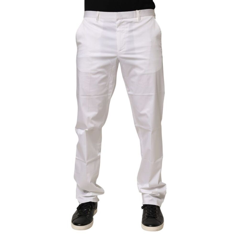 John Richmond White Cotton Stretch Dress Formal Men Trouser Men's Pants